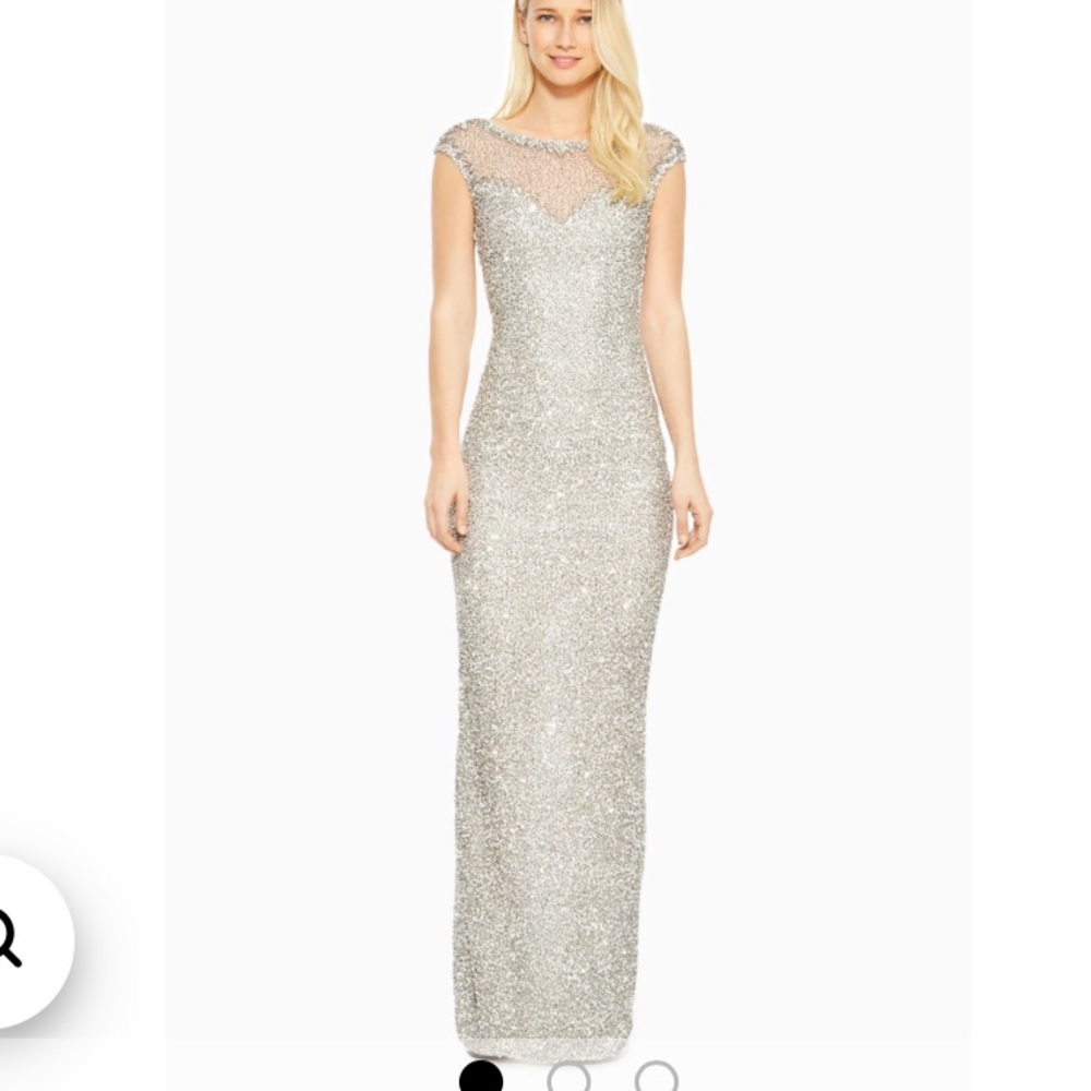PARKER BLACK Sequined Silver Gown
